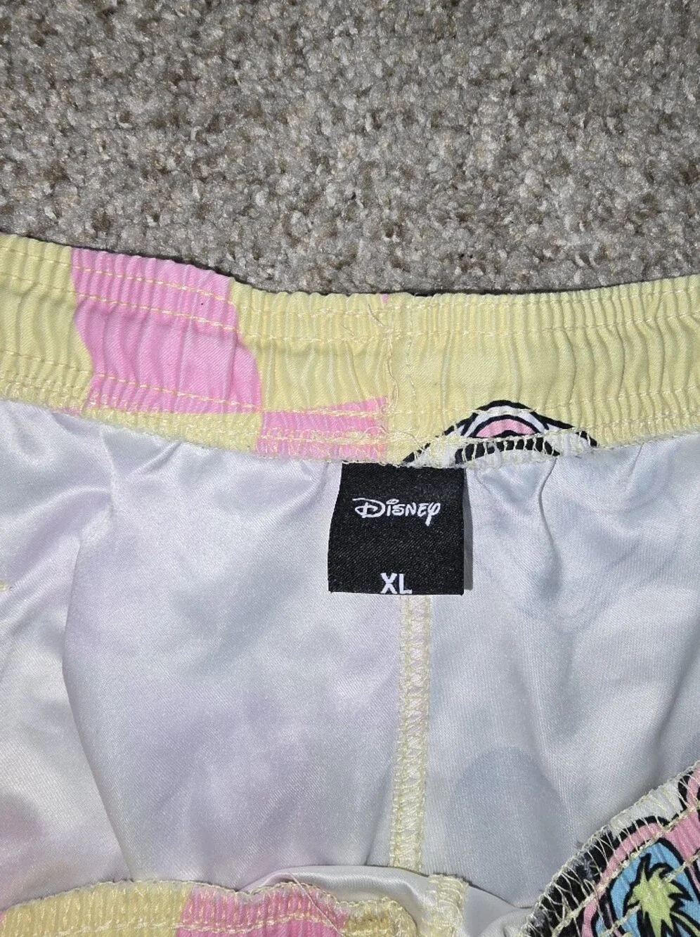 Neff × Disney Yellow & Pink Checkered Mickey Print Swim Shorts Size XL